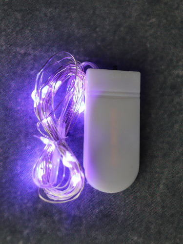 Гирлянда-проволока 1,9 м, 20 фиолетовых ламп, на батарейках 2*CR2032 НУ-3650