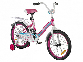 Велосипед 2-х колес. с доп. колесами, цв.розов/белый.,диам. 16